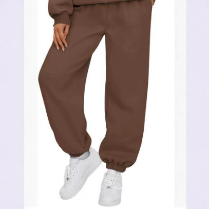European and American Cross-Border Women's Fashion Amazon High-Waisted Casual Sports Versatile Sweatpants Jogger Pants Fleece-Lined Long Pants for Women