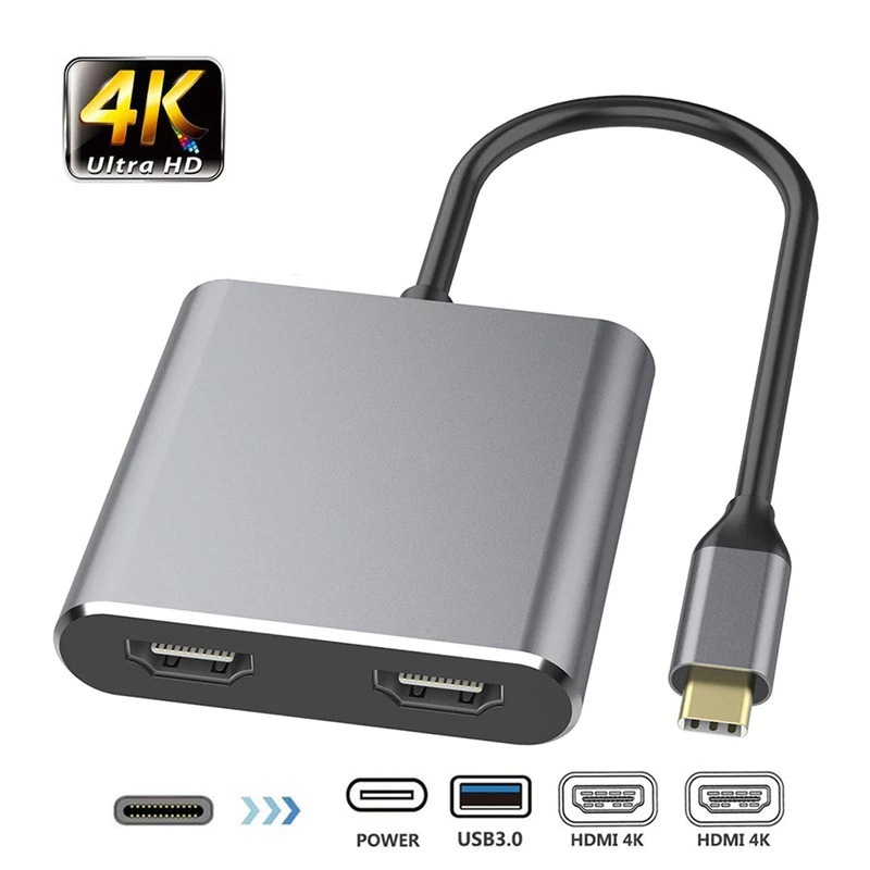 クロスボーダータイプcから4-in-1デュアルhdmi+3.0usb+pd高精細Macbook同一ディスプレイデュアルスクリーンハブコンバータ|undefined