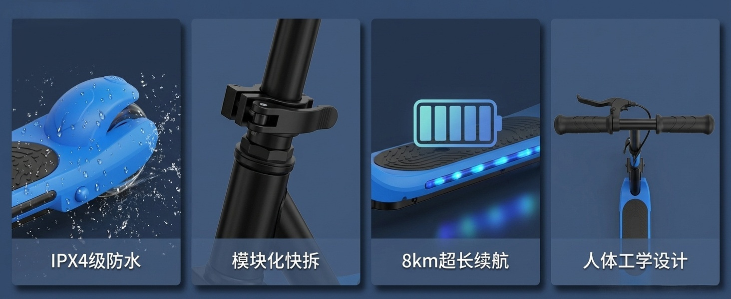 Cross-Border Mobility Scooter, Children's Scooter, Led Flash Wheel Electric Scooter, Portable Folding Two-Wheeler