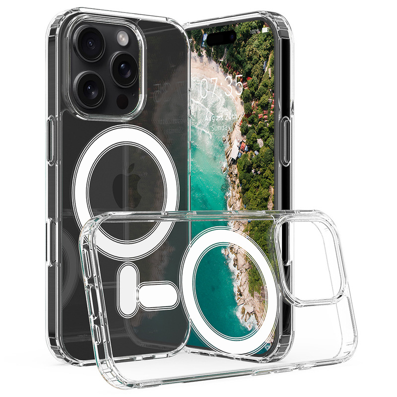 For Apple 16pro Transparent Magnetic Phone Case Apple 16Magsafe Scratch-resistant Wireless Magnetic in stock