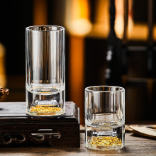 欧式水晶玻璃金箔二两白酒杯一两酒杯收纳架酒杯套装50ml烈酒杯