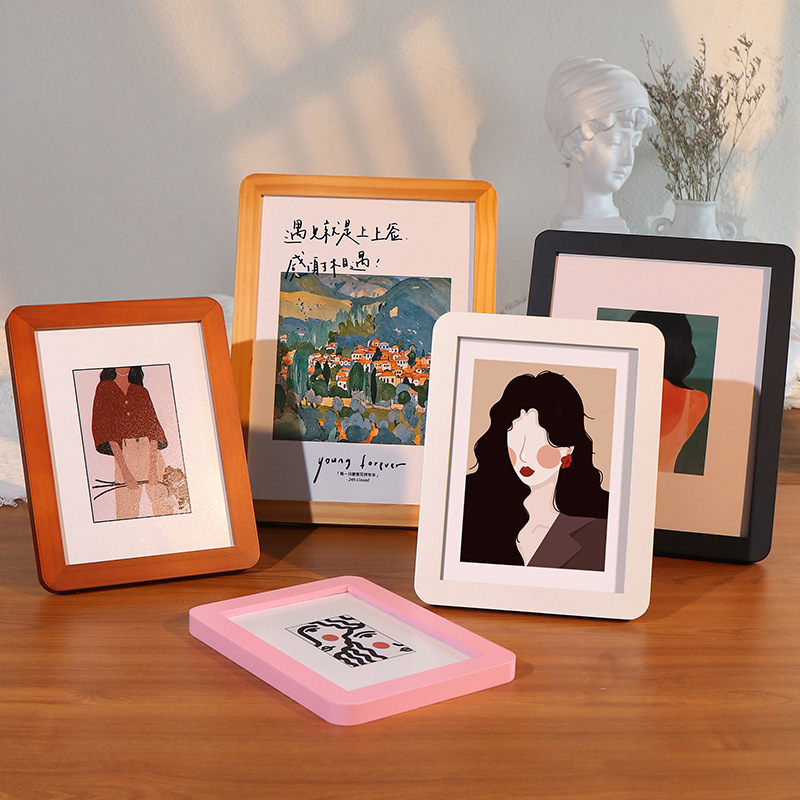 Rounded solid wood photo frame table creative macaroon color wooden photo frame wall 6 inch 8 inch 10 inch a4 frame frame