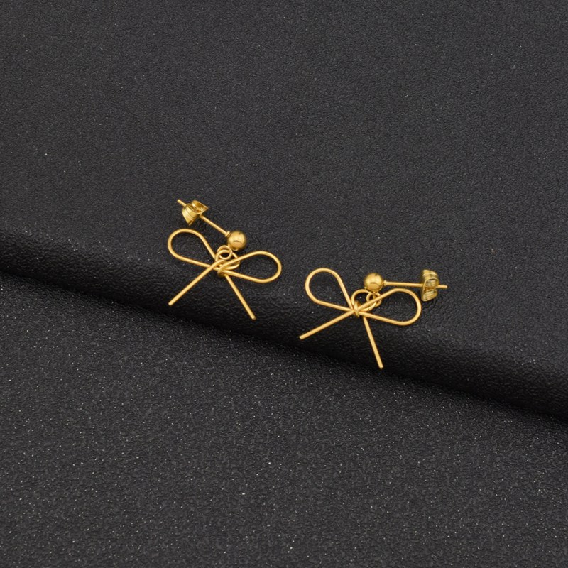 1 Pair IG Style Simple Style Bow Knot Plating Hollow Out Stainless Steel Drop Earrings display picture 8