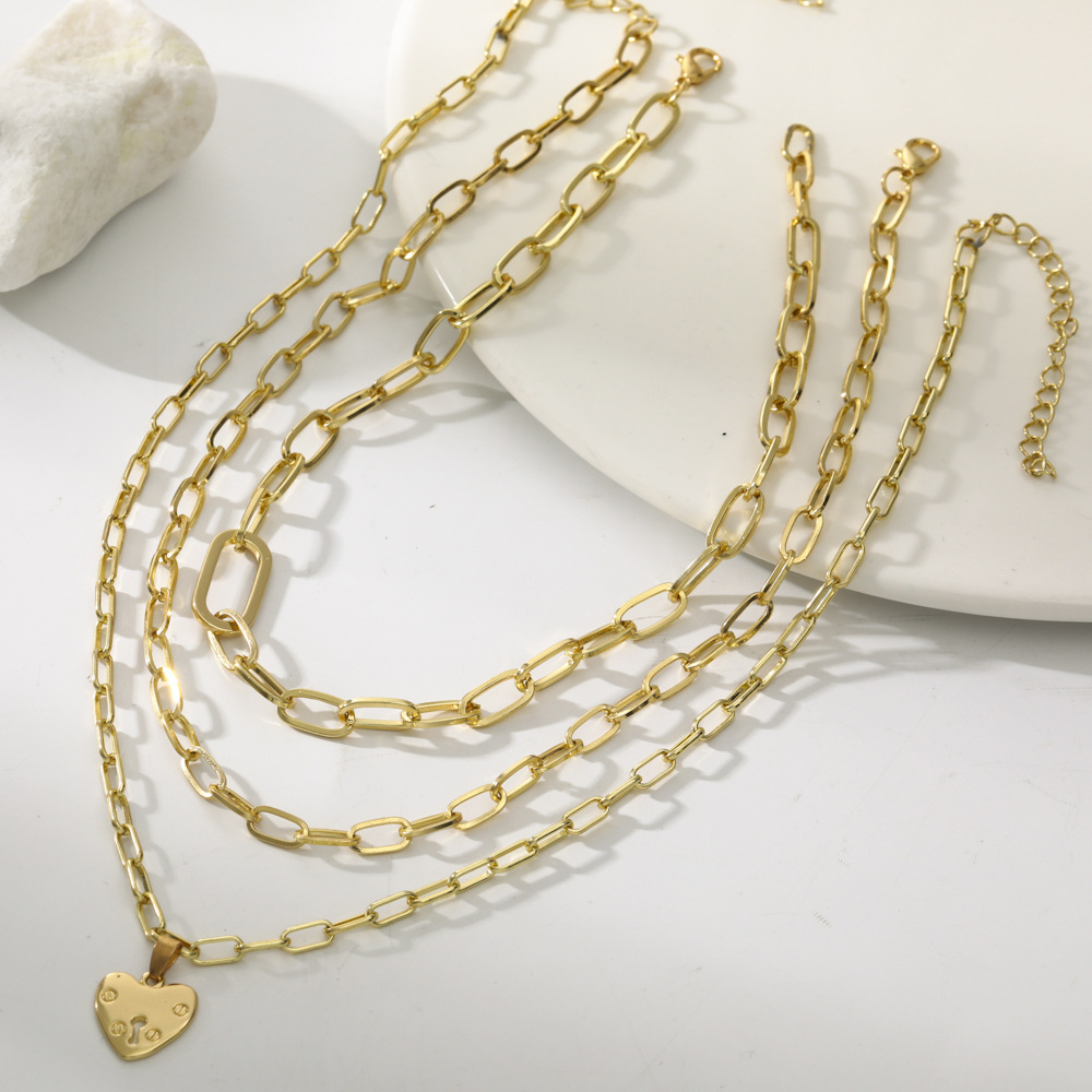 Fashion Heart Shape Lock Alloy Plating Womenu0027S Layered Necklaces 1 Piece