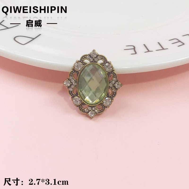 启威长方形花盘珍珠钻五角diy材料 水钻扣鞋包包花配饰  合金配件|undefined