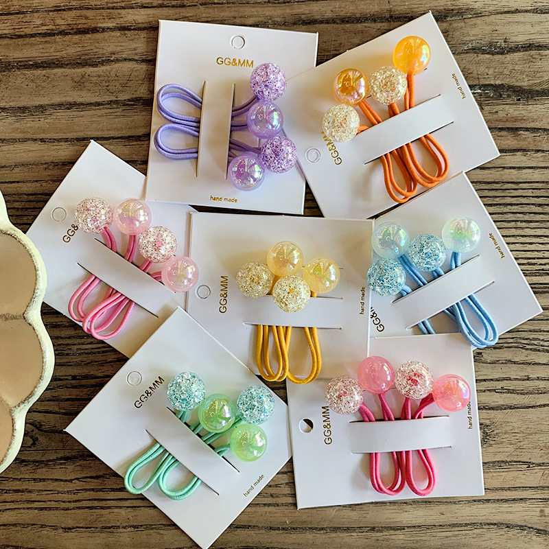 19g Weight Hair Tie Hair Accessories Type 2 Pieces Per Card Quantity Holiday, Daily Occasion Acrylic Material Geometric Pattern Kid'S Gender Casual, Cute Style Casual Cute Kid'S Geometric Arylic Hair Tie 3