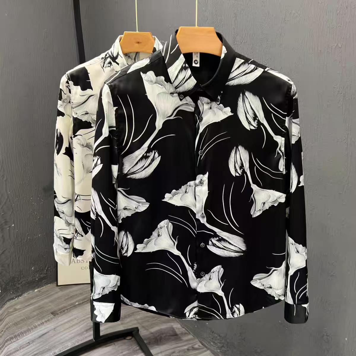 Yc53 black#High quality stretch shirt