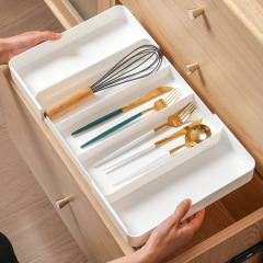 Thickened retractable cabinet storage box, household drawer pull-out partition box, desktop stationery organization and classification