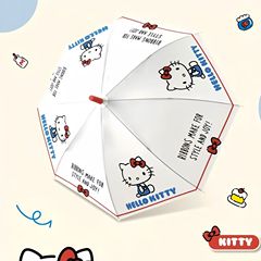 ハローキティのケイティの透明な傘の折り畳みinsの全自動三つ折りの携帯の厚い抗風女子学生