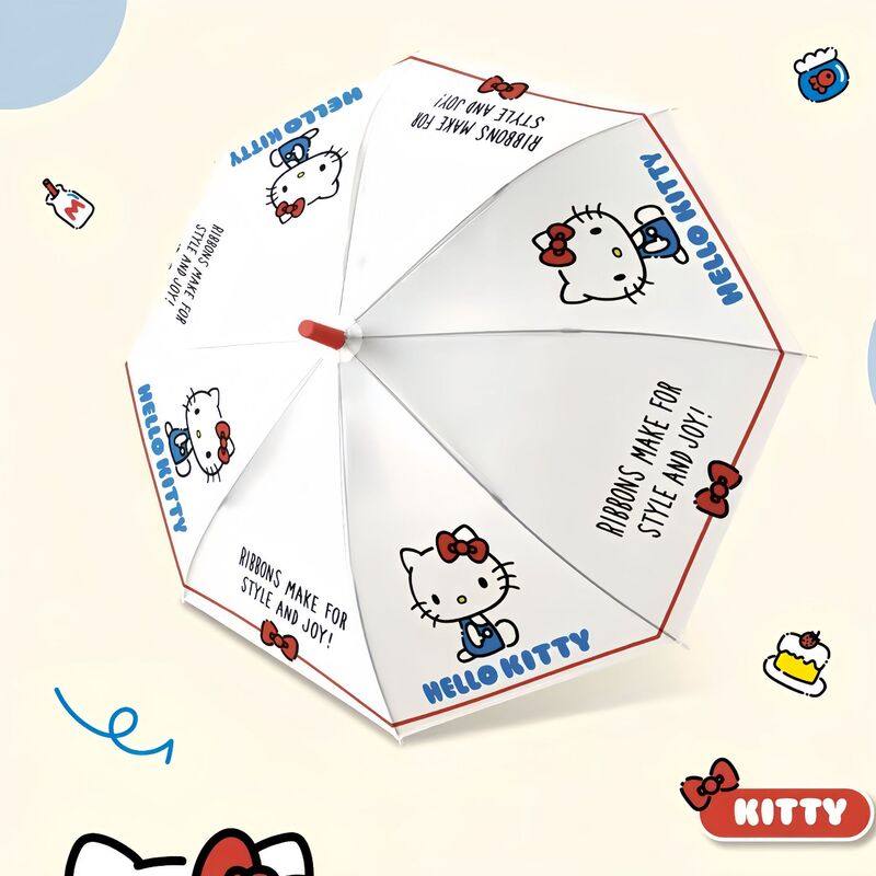 HelloKitty Hello Kitty Transparent Umbrella Folding Ins Fully Automatic Tri-Fold Portable Thickened Wind-Resistant Female Student