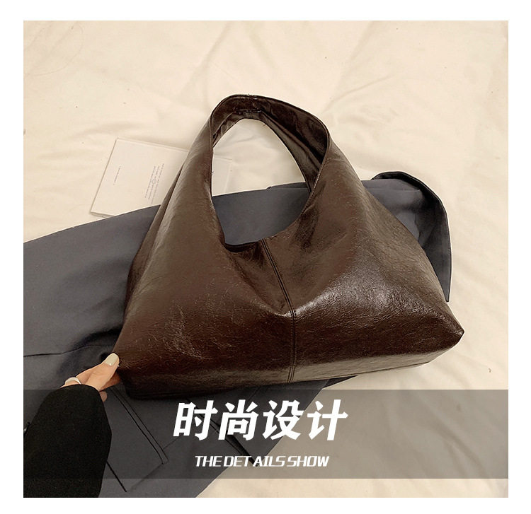 Túi tote nữ cỡ lớn đa năng quai đeo vai, kiểu túi mua sắm đơn giản phong cách thường ngày — Màu cà phê, Màu nâu, Màu trắng, Màu đen chi tiết 4