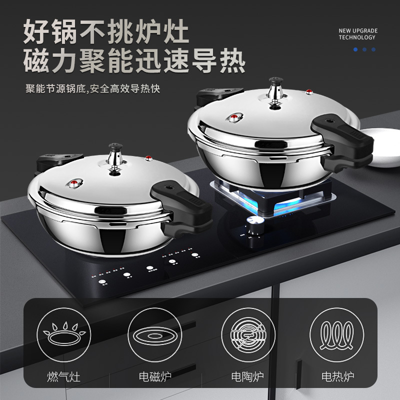 Songhang mini olla a presión 1 persona pequeña olla a presión micro presión olla de sopa de gas 304 olla de presión de acero inoxidable olla de cabeza de pescado