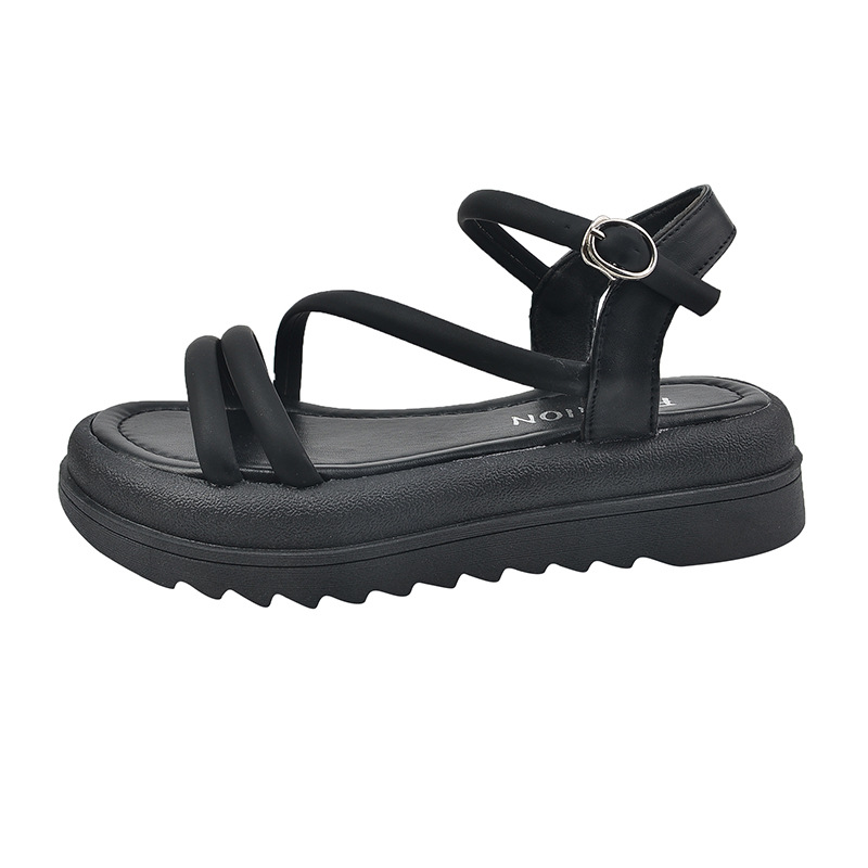 Sandalias de suela gruesa para mujer 2023 Verano nuevo estilo de hadas zapatos de playa elevados sandalias de mujer romanas de moda al por mayor