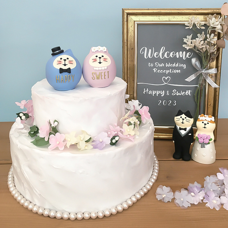 日本式猫ゼカ幸福バレンタインデー結婚プレゼントバラ猫ケーキ装飾樹脂工芸品小物|undefined