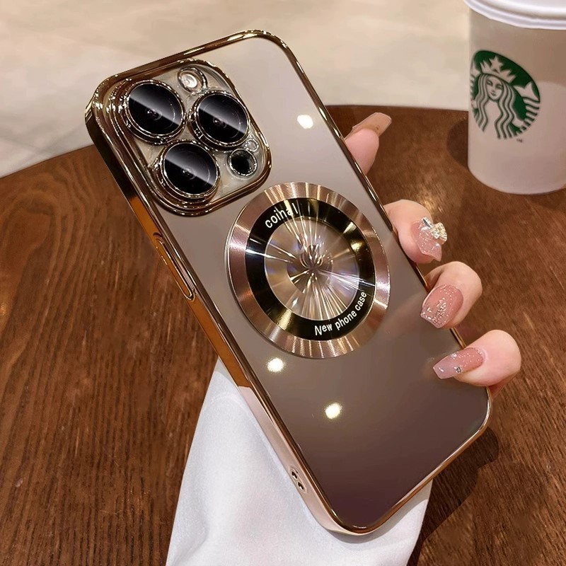 iphone16PROMAX フラッシュマジック虫眼鏡電気メッキ 17 携帯電話ケース CD パターン Apple 磁気吸引 6E ソフトシェル 15 に適しています|undefined