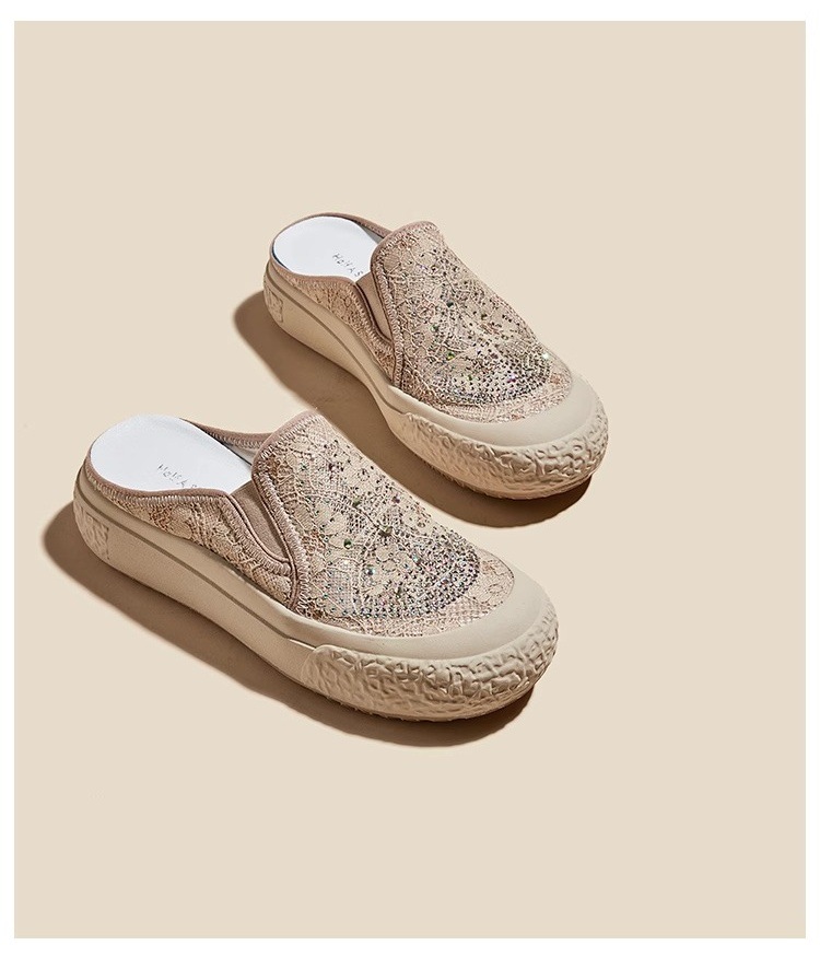 Damiu con la misma cabeza de bolsa media zapatillas mujeres 2025 moda pequeña fragancia zapatos de pescador de malla transpirable zapatos casuales con suela gruesa