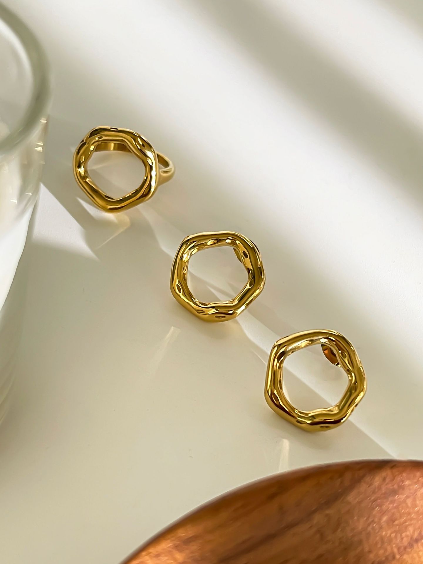 Solid Color 316L Stainless Steel  Simple Style Waterproof Non Tarnish Surgical Steel Rings Earrings display picture 8