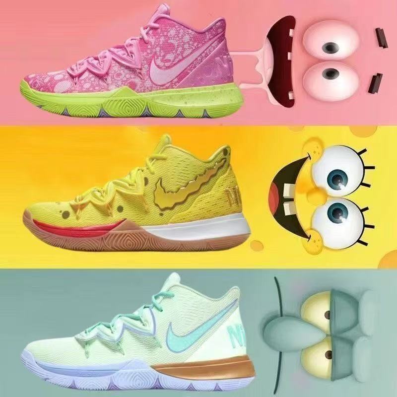 Kyrie 5 Basketball Shoes Spongebob Squarepants Patrick Star Mandarin Duck Shoes Kyrie5 Smiley Face Practical Wear-Resistant Sports Shoes