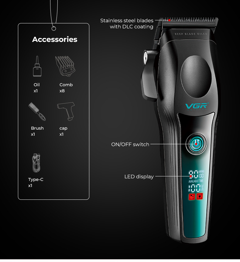Professional Hair Trimmer With High Speed Brushless Motor Digital_voghion.com