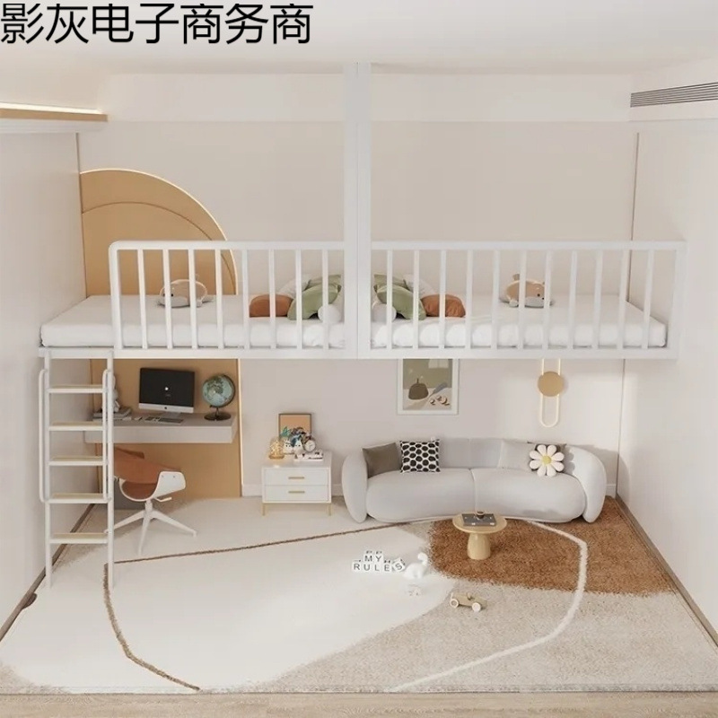 创意简单便捷加长直梯床上下铺成人悬空床省空间上床下桌家用上床|undefined