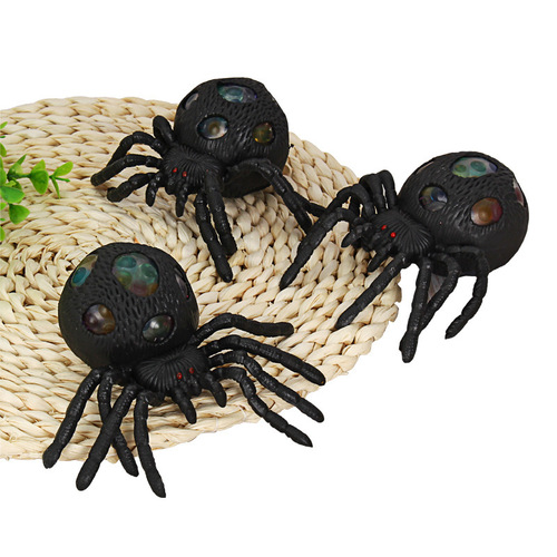 Funny Simulation Tricky Black Pinch Le Stress Relief Beads Black Spider Toy Ball