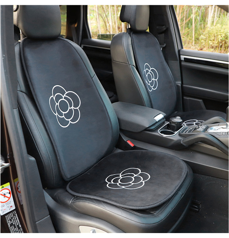 Camellia Car Seat Cushion Autumn and Winter Plush Comfortable Car Seat Cover High-End Car Interior Supplies