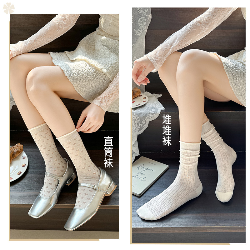 Piles de calcetines de verano para mujeres delgadas mallas transpirables tendencia rizada calcetines de verano sueltas calcetines de mes