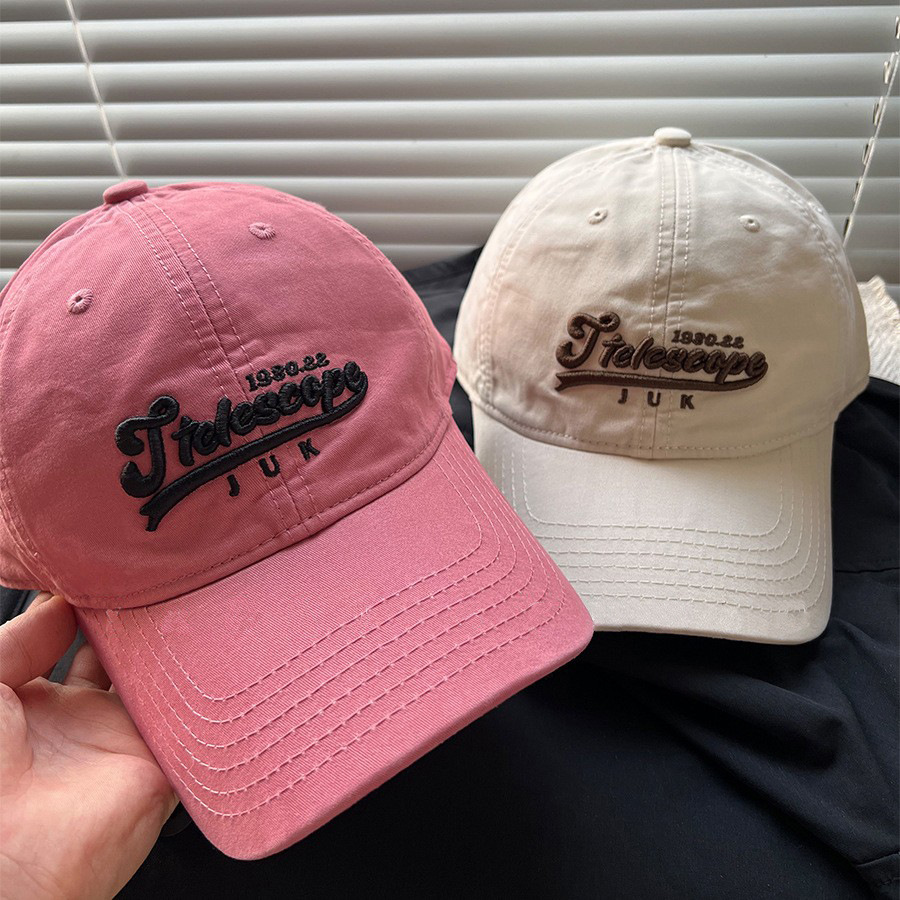 Corea del Sur Inglés bordado sombrero de béisbol mujer pareja de cabeza grande cara pequeña sombrero de protección solar