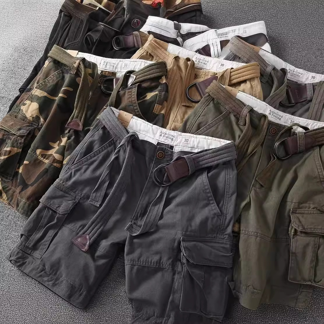 Summer Japanese Army Green Workwear Shorts Men's Five-point Pants Trendy Yu Wenle Loose Straight Casual Outer Wear Mid-length Pants