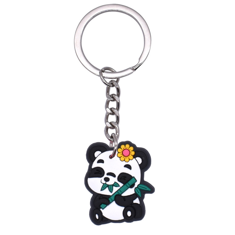 パンダのアニメのキーホルダーの部品のPVCの柔らかいゴムのキーホルダーの包みのペンダントのかわいい小さい贈り物のメーカーは卸売りします。|undefined
