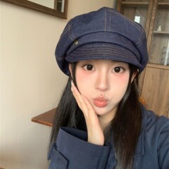 一帽多戴2025早秋新款显脸小复古简约牛仔八角贝雷帽女百搭时尚