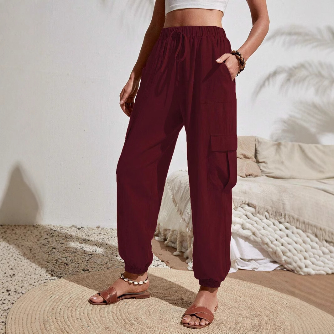 Pantalones de Mujer para Trabajo Casual, Color Sólido Versátil, con Bolsillos, Primavera-Verano 2025, Ropa de Mujer Europea y Americana, Amazon, Tiktok, Temu image 5