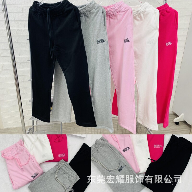 In Stock! Autumn New Letter Embroidered Terry Cloth Straight Loose Casual Pants Sweatpants Pants for Women