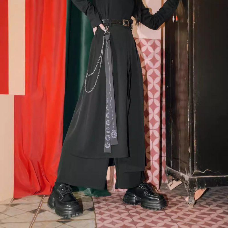 New Chinese-style Irregular Retro Laminated Yaoji Yamamoto Style National Fashion Tassel Loose Wide-leg Culottes for Men and Women Casual Pants