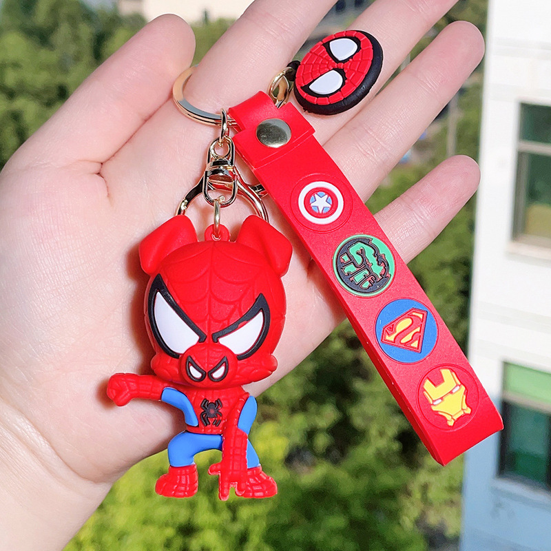 50種類の漫画マーベルスパイダーマンシリコンキーホルダーpvcペンダントバッグ車のキーペンダントギフト卸売|undefined