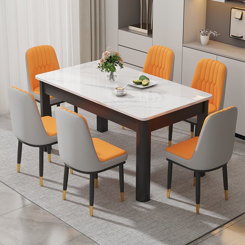 Slate Dining Table Small Apartment Modern Simple Home Rectangular Dining Table Light Luxury Imitation Solid Wood Dining Table and Chair Combination