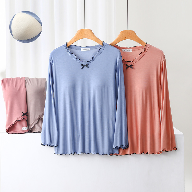 Modal pajamas with chest pad women's summer homewear spring and autumn summer women's summer ice Silk women's top Modal pajamas with chest pad women's summer homewear spring and autumn summer women's summer ice Silk women's top