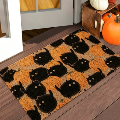 Avtomobil döşəmə paspasları — Cross-Border Halloween Decoration for Entrance Doors - zx-halloween-moment-h21-3040-silk-circle-without-overlocking