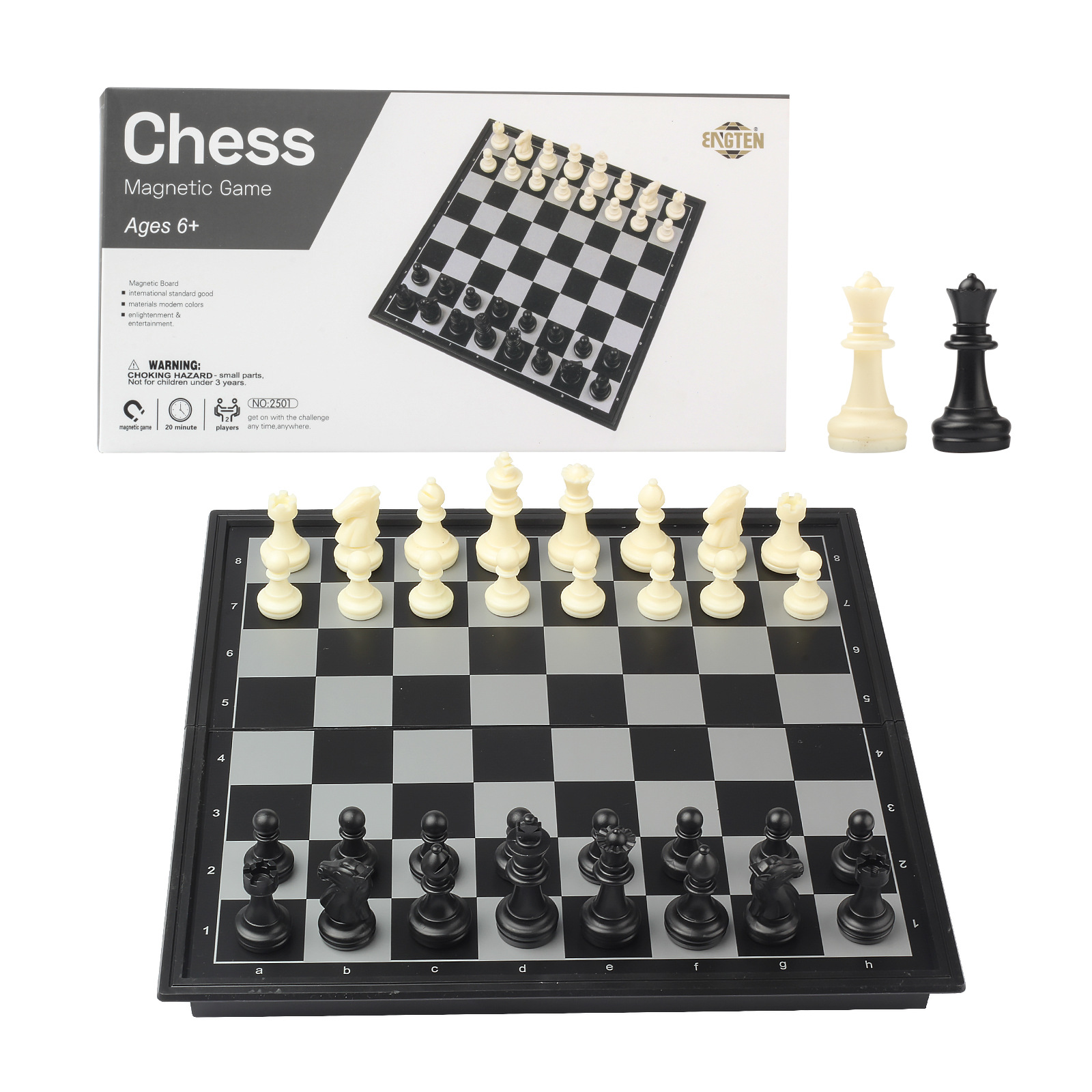 BT2501黑白儿童国际象棋磁性中号棋子折叠便携式学生练习象棋