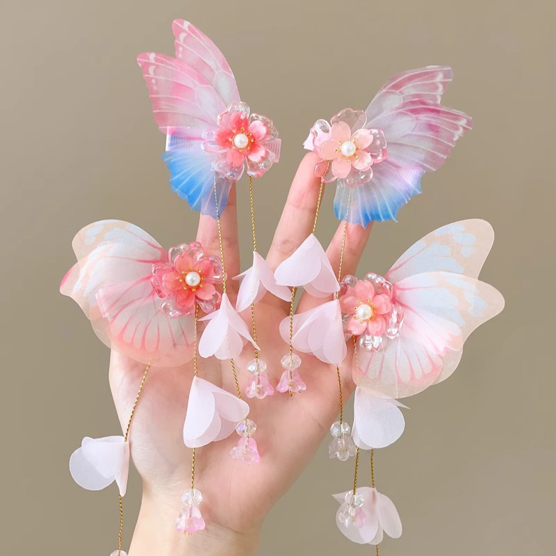 Super hada mariposa horquilla accesorios para el cabello para niños niña bebé lindo tocado horquilla niña flequillo clip lateral tocado