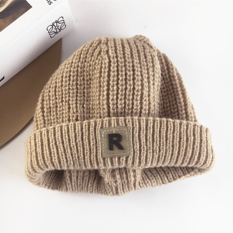 Unisex babymössa Söt stickad mössa med tyglappar pojkar och flickor hiphop-mössa med melonhud Mode varm knutmössa_voghion.com