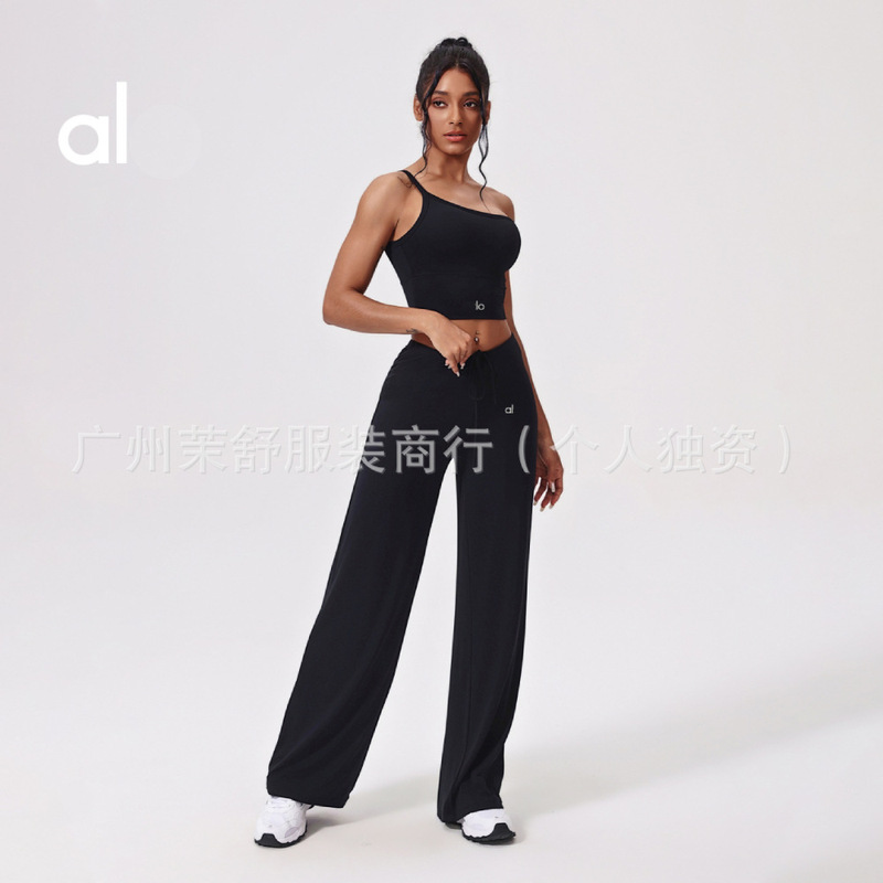 alo跨境抗菌瑜伽套装女2025凉感紧身不对称背心跑步健身美背批发|undefined