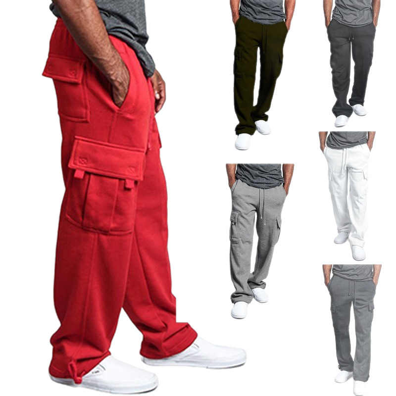 Nuevos pantalones de trabajo de hombre de bolsillo, alta calle, marca de tendencia europea y americana, pantalones casuales retrógrados para hombres transfronterizos.