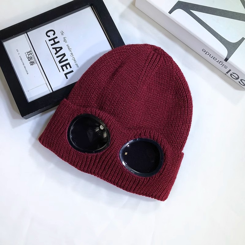 Pilot glasses wool cap-wine red