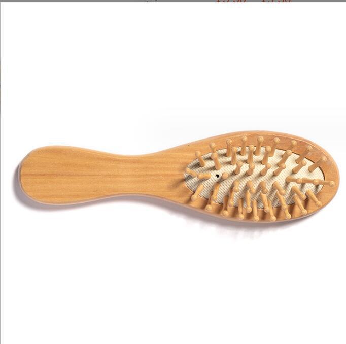 En stock de bambú Hemu peine cuidado del cabello mini bolsa de aire peine portátil de alta calidad pequeño peine de masaje para el cabello sin daño