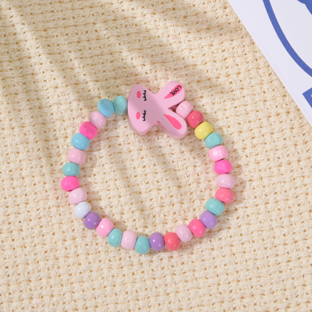 Cartoon Style Heart Shape Wood Kidu0027S Bracelets 12 Pieces