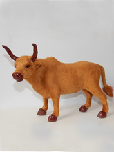 仿真小黄牛动物模型毛绒玩具牛橱窗桌面摆件儿童识物斗牛教学模型