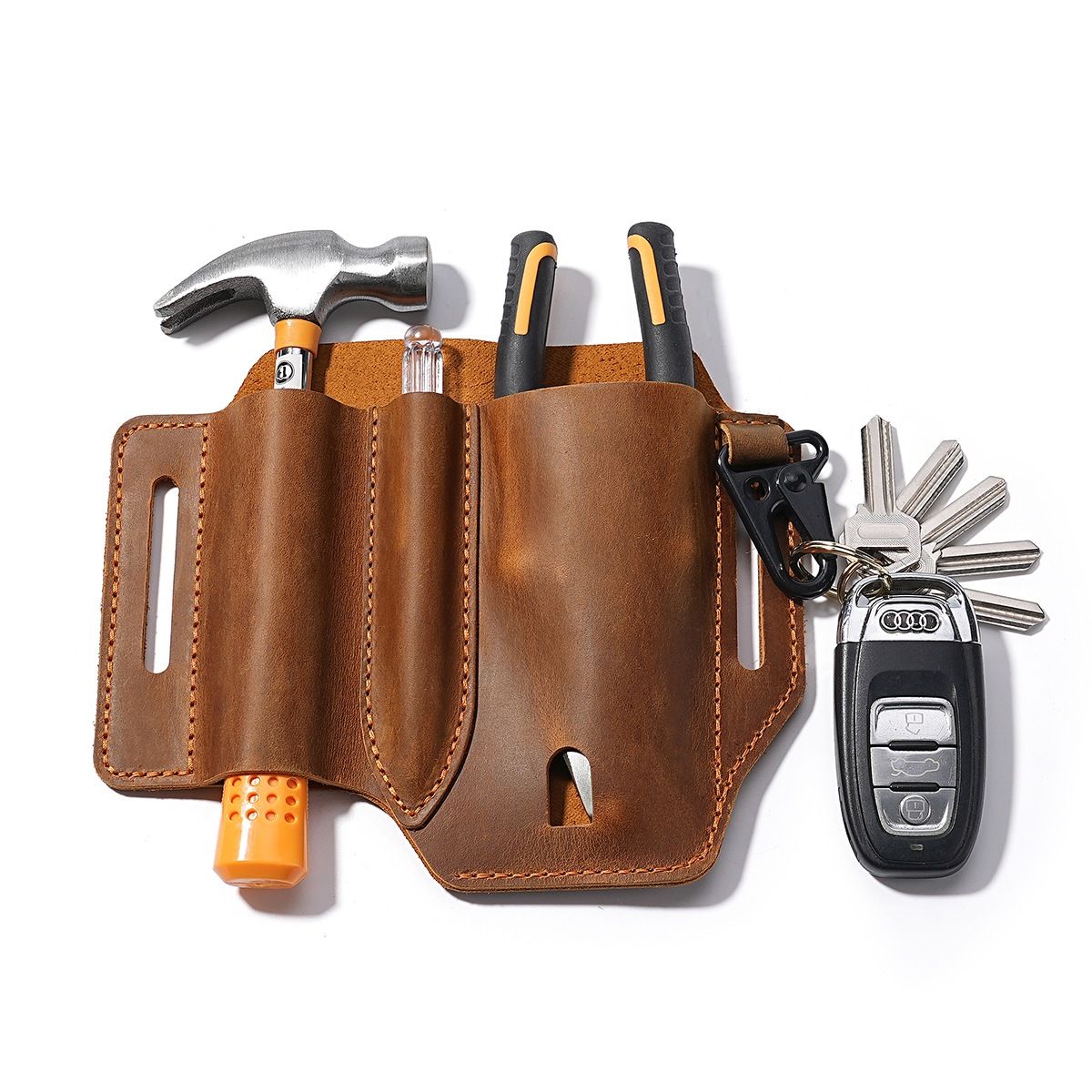 New EDC tactical tool storage bag, convenient and multifunctional waist bag, electric knife sheath, knife bag, universal waist clip, genuine leather.