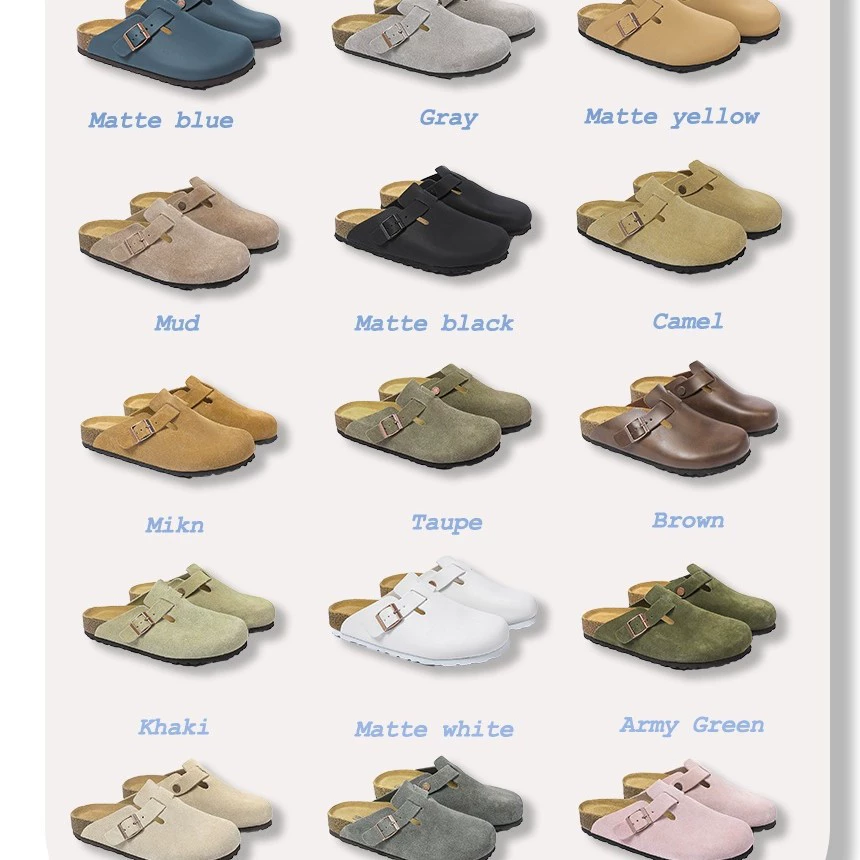 Кожаные обувь из натуральной кожи коровы Birkenstock размеры 35-46 крупный размер пара Birkenstock тапочки плоский носок половинная тяга пробковый Birkenstock обувь