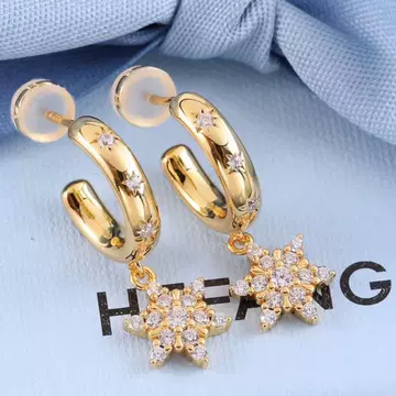 HEFANG He star light snow sterling silver earrings female Japanese and Korean minority design six stars light luxury earrings cold wind - ShopShipShake